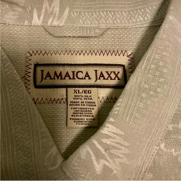 Jamaica Jaxx Men's Hawaiian Green Palm Print Shirt 100% Silk NWT XL - Picture 2 of 6